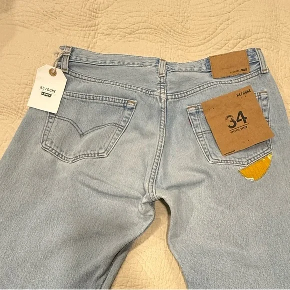 Re/Done Colorful Patchwork Straight Jeans - Picture 12 of 13